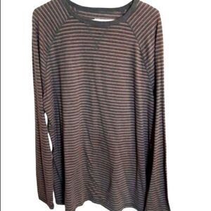 MERONA Tee Shirt Men's Oversized Pullover Skinny‎ Stripes Long Sleeved Cr…